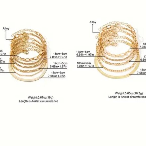 Layered Golden Bracelets, Vintage & Minimalist Style, Multi-Strand Snake Bone - Picture 2 of 2